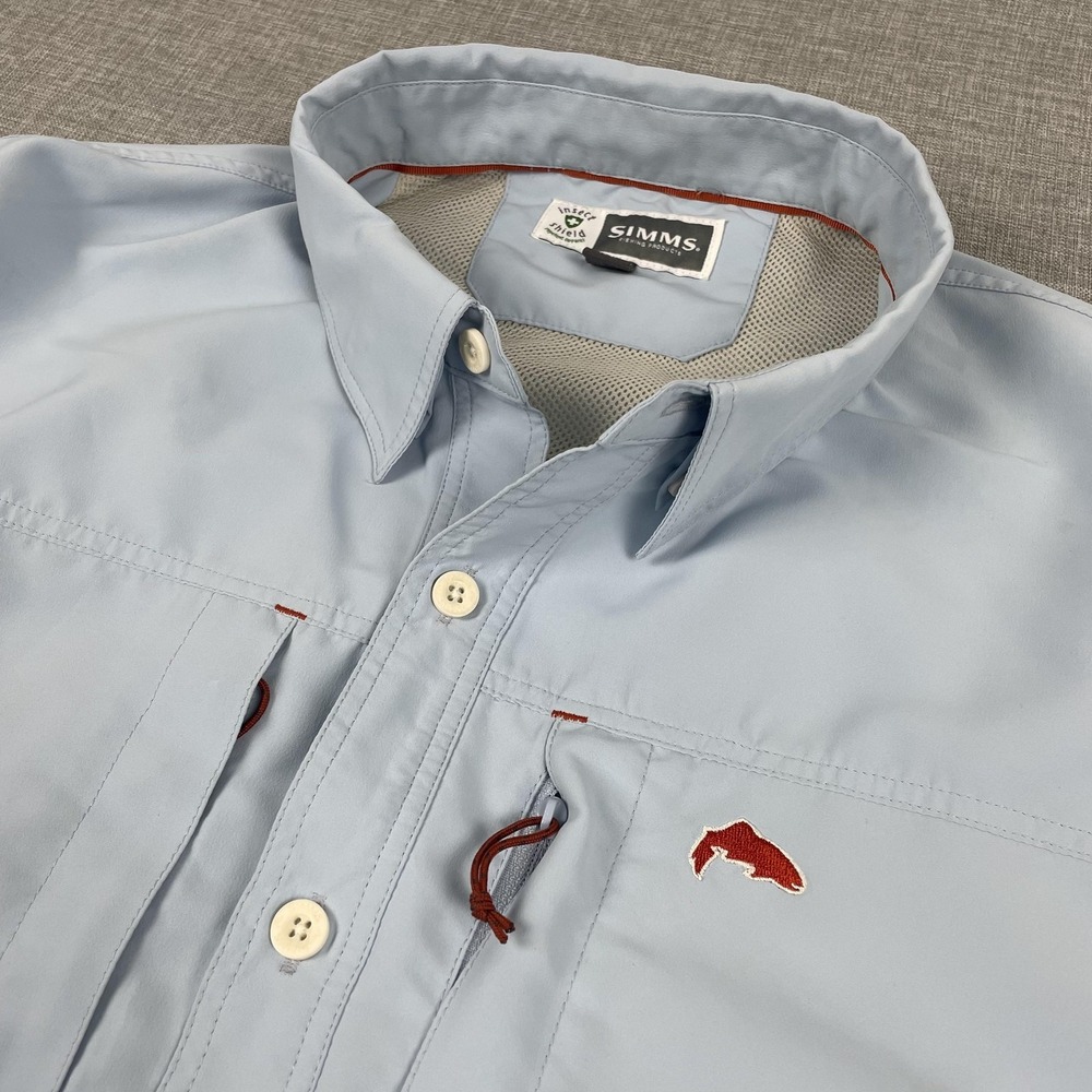 Simms Light Blue Casual Button-Down Shirt with Rust Accent